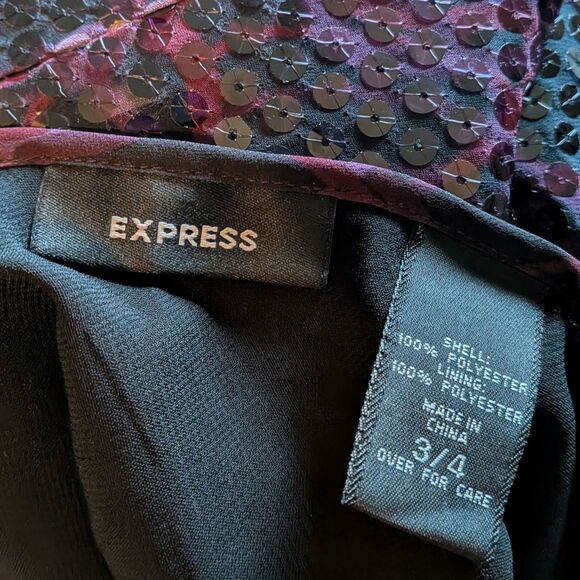 Vintage Y2K Express Mini Skirt Sequins Purple Swirl Party Clubbing Size 3/4 - Picture 8 of 8